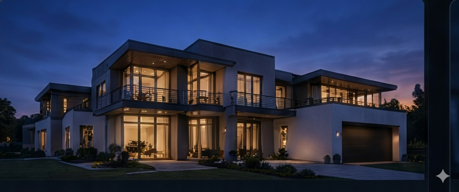Modern luxury home at dusk