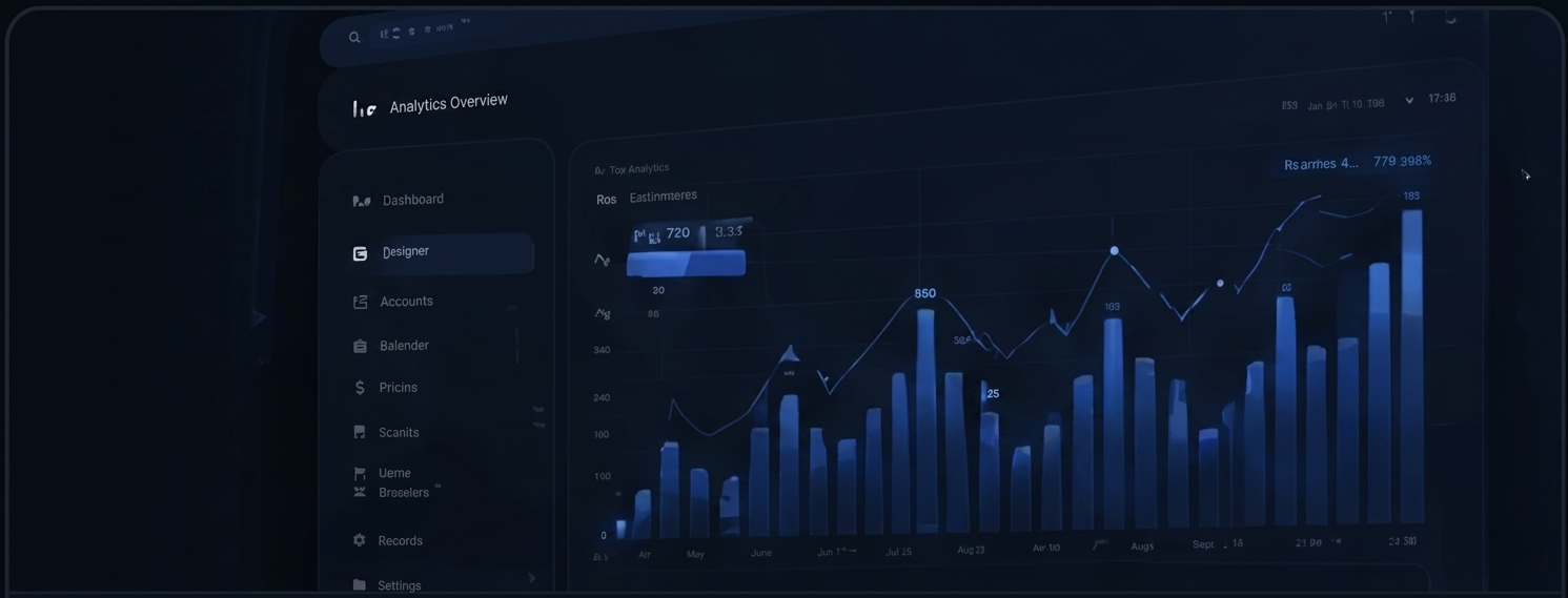 Financial analytics dashboard on screen