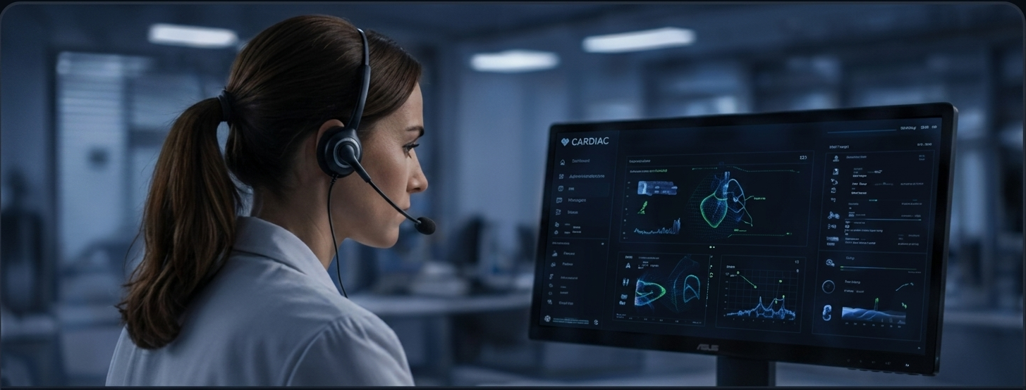 Healthcare professional reviewing patient workflow on screen